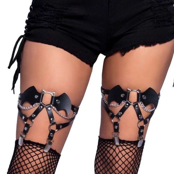 𝅺BAT Halloween Leg Garters - Picture 3 of 4